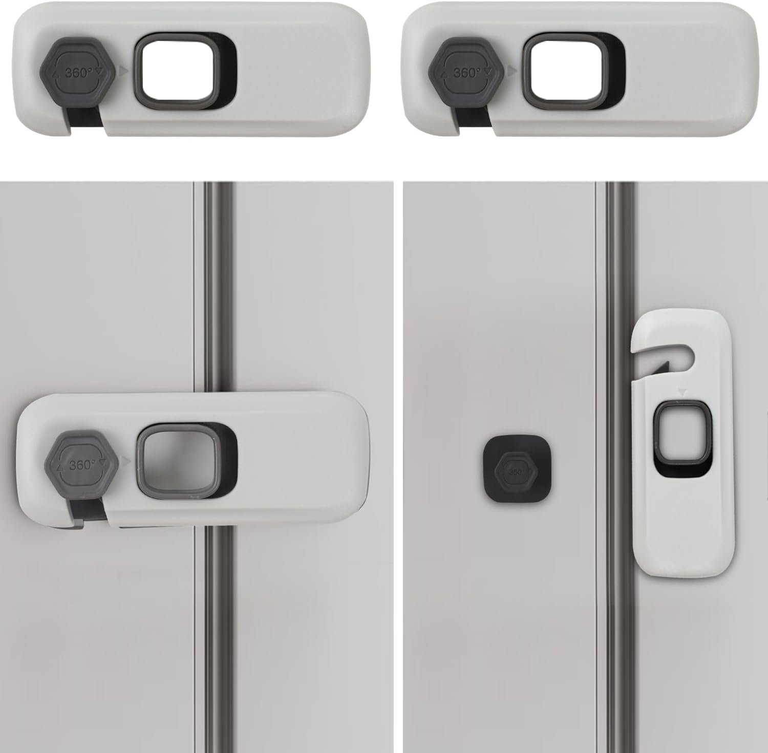 2Pack Child Proof Refrigerator Lock,Fridge Locks for Kids with Sticky Adhesive Pads,Baby Safety Locks for Fridges, Cabinets, Drawers, Double Doors and More (2 Pack)