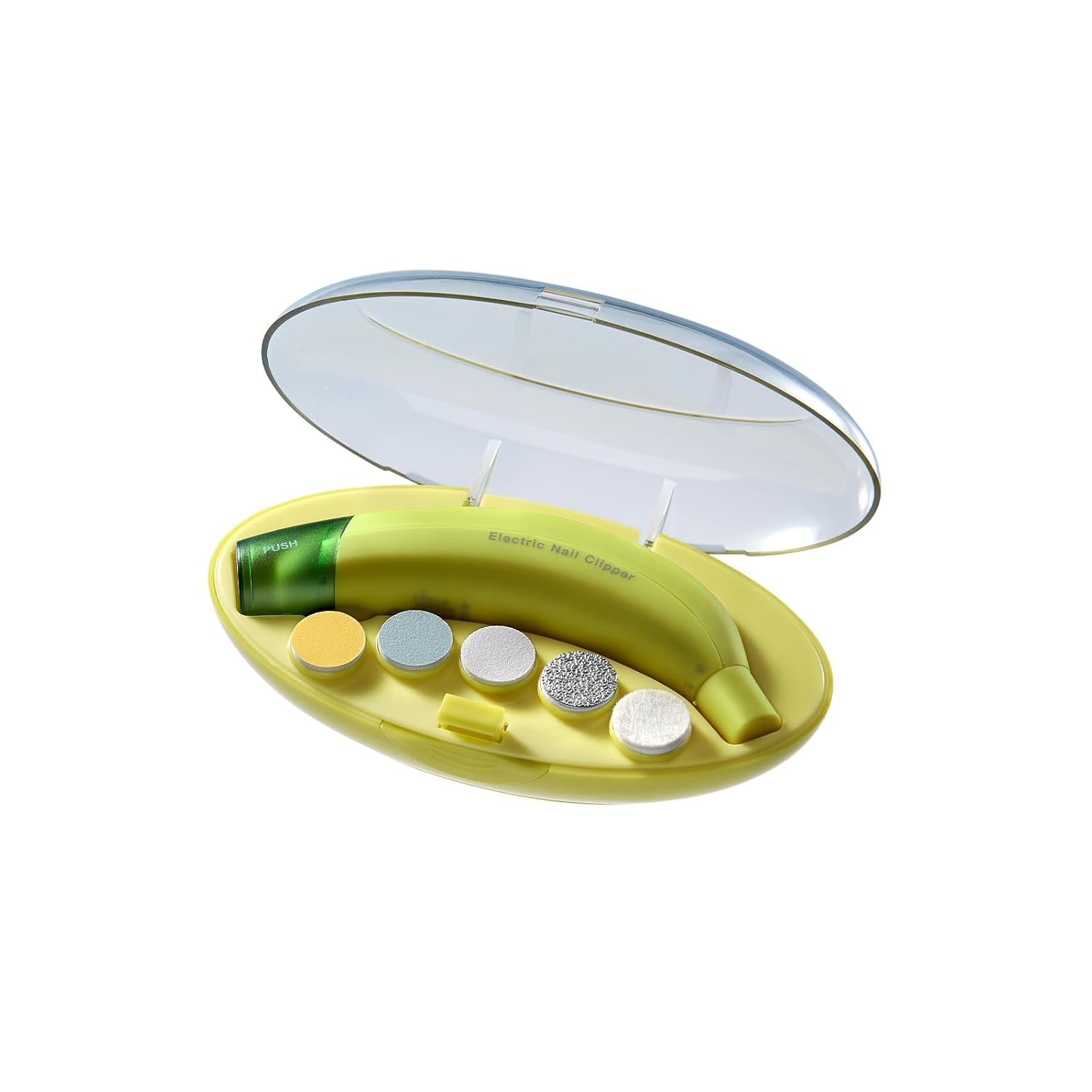 bc babycare Baby Nail Trimmer Electric, Gentle Electric Nail File for Newborn Infant Toddler or Adults with Light, Baby Nail Clipper & Cutter with 5 Grinding Head Replacement Pads – Green Banana