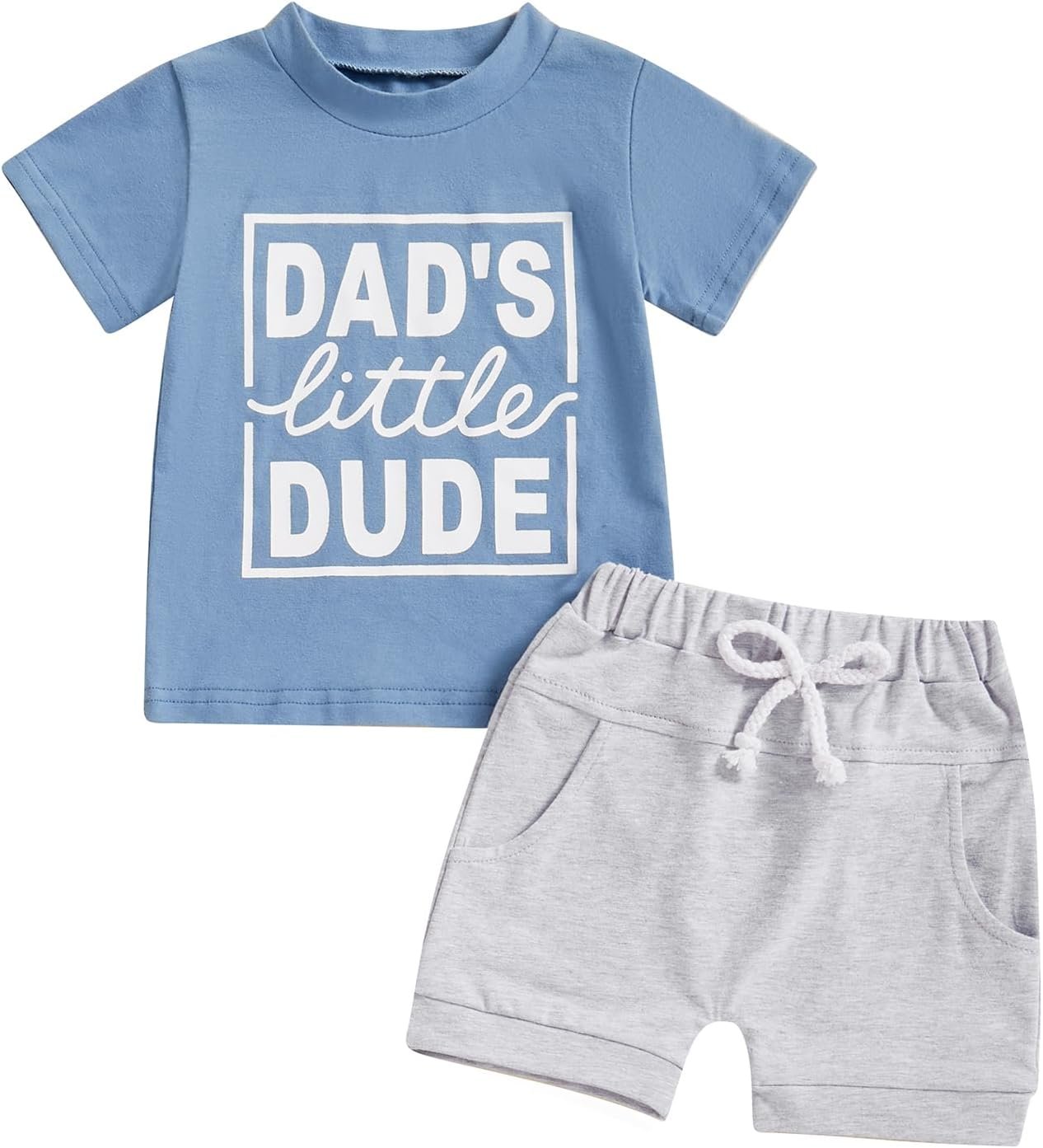 Kupretty Toddler Baby Boy Summer Clothes Letter Graphic Short Sleeve Shirt T-Shirt Tops + Casual Shorts Outfit Set
