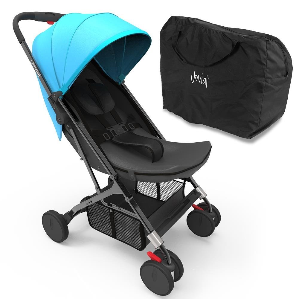 Jovial Portable Folding Baby Stroller – Lightweight, Compact & Foldable for Travel – Includes Storage Bag Cover, Under Basket, Adjustable Seat, Harness Straps & Protective Canopy ( Blue )