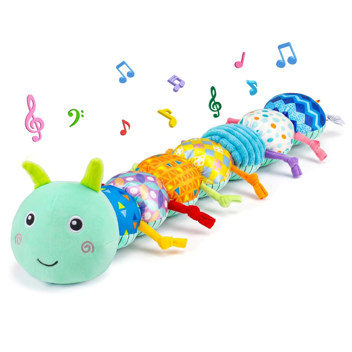 Baby Tummy Time Toys 0-6 Month Musical Stuffed Animal Plush Caterpillar Toy for Infant 6-12 Month Teething Sensory Toy with Crinkle Rattle Babies 0-3-6 Month Newborn Boy Girl Birthday