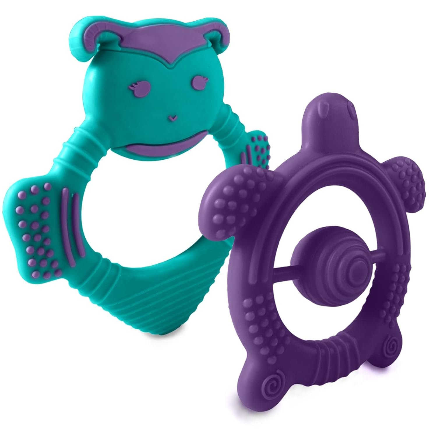 Baby Teething Toys for Newborn, Infants 0-6 Months Silicone Teethers for Babies 6-12 Months BPA Free (Bee – Purple & Turquoise)
