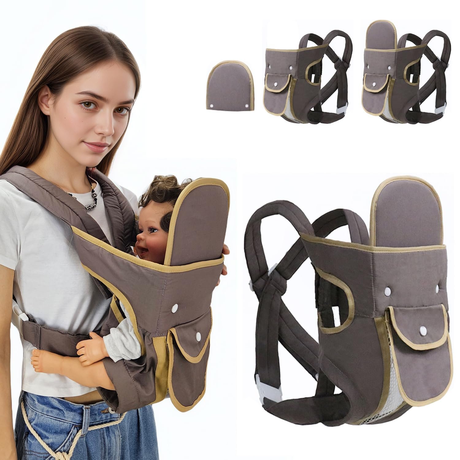 4-in-1 Baby Carrier Newborn to Toddler, Infant Carrier Ergonomic Adjustable Holder Portable Convertible Front and Back Backpack Carry for Infants Toddlers Babies 8-45 Pounds (Brown)