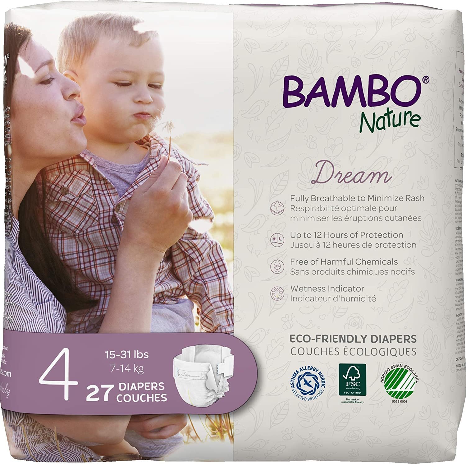 BAMBO NATURE Dream Baby Diapers Size 4, 27 CT