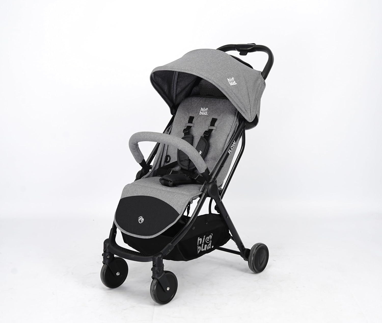 HiBud Baby Stroller, Lightweight Compact Stroller with One-Hand Auto Folding, 5-Point Harness, Adjustable Footrest, Multi-Position Recline, Carry Strap, Supports up to 40 lbs (Grey)