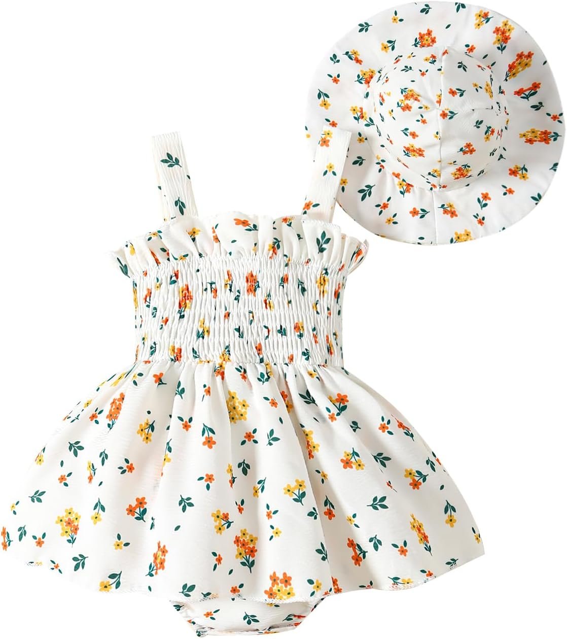 Toddler Baby Girl Summer Clothes Halter Floral Romper Dress Backless Outfits with Hat