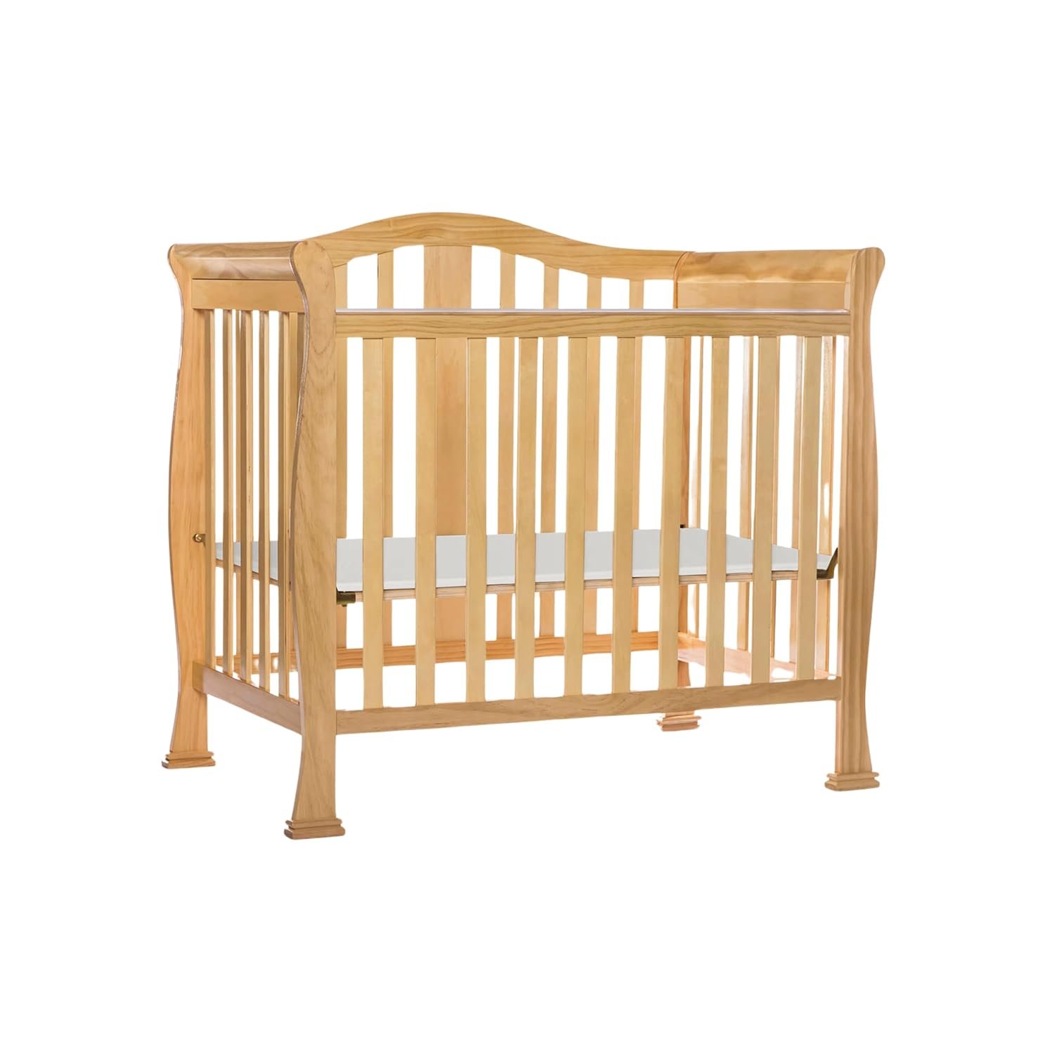 Dream On Me Addison 4-in-1 Convertible Mini Baby Crib in Natural, GreenGuard Gold & BSA, Non-Toxic, Pinewood, Converts to Mini Daybed & Twin Bed, 1″ Mattress Pad, for Best for Small Nursery