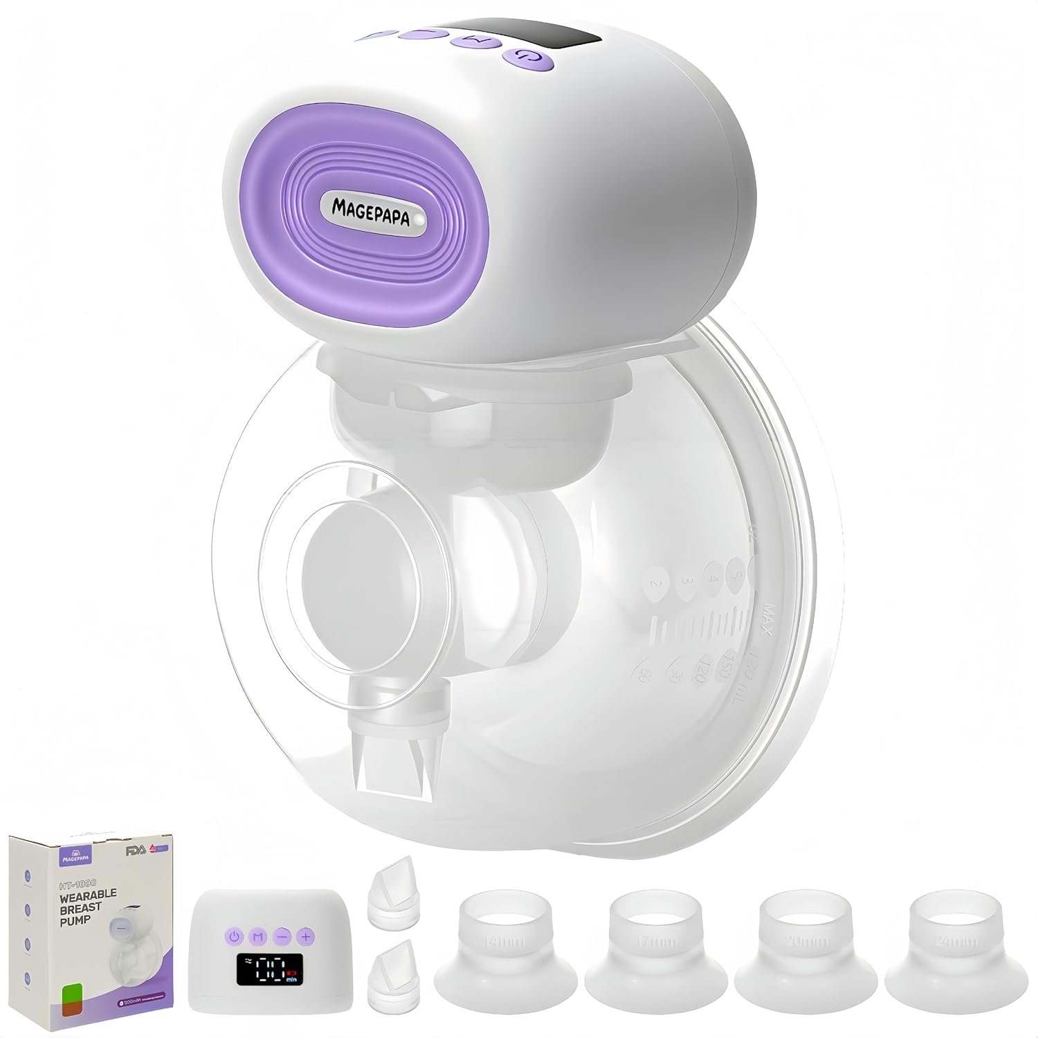 Hands-Free Wearable Electric Portable Breast Pump with 4 Modes 12 Levels Adjustable and Intelligent Memory for Breastfeeding Moms