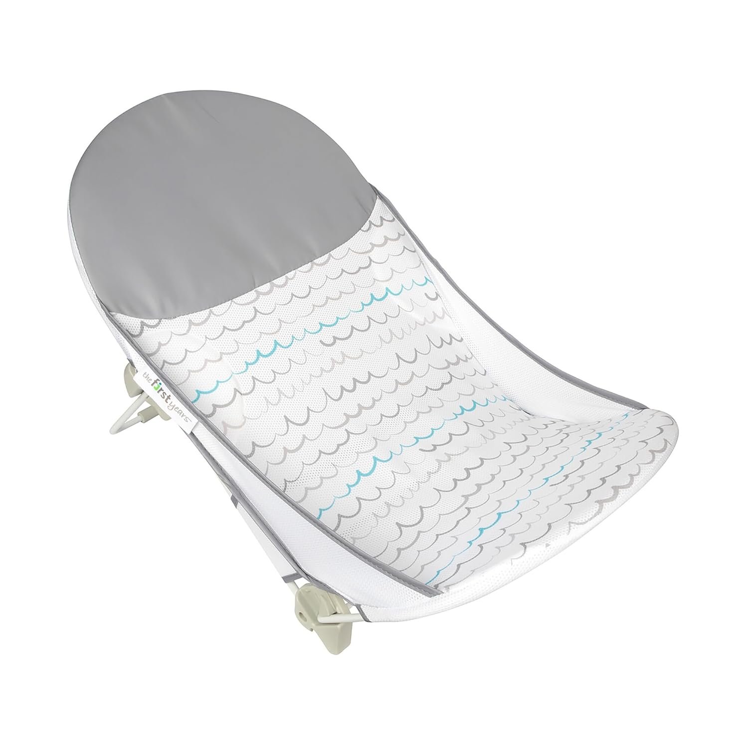 The First Years Sure Comfort Folding Baby Bather – Foldable Baby Bath Seat and Lounger for Home or On the Go – for Sink or Tub Use – Non-Slip Seat – For Up to 15 Lbs