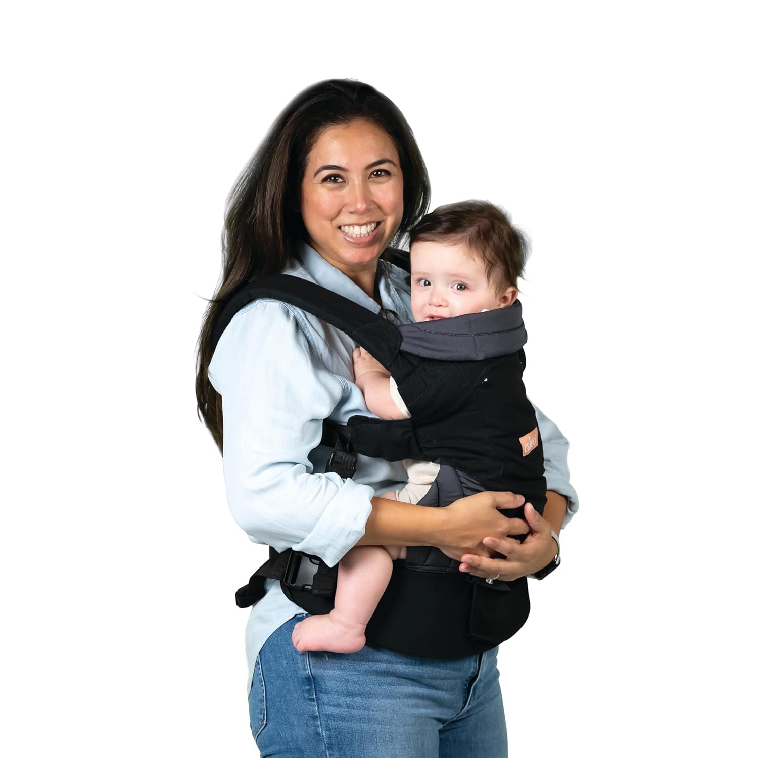 Baby Trend Caleo 3‑in‑1 Newborn Carrier, Snuggle Midnight – 100% Cotton, Machine Washable, Lumbar Support & Built‑in Sun Hood
