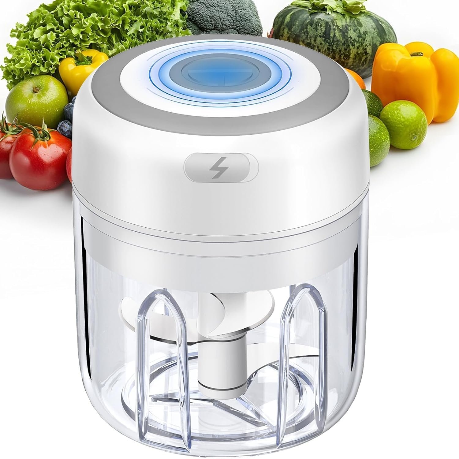 Automatic Food Processor/Vegetable Chopper, Rechargeable Blender, suitable for vegetables, ginger, fruit, nuts and herbs