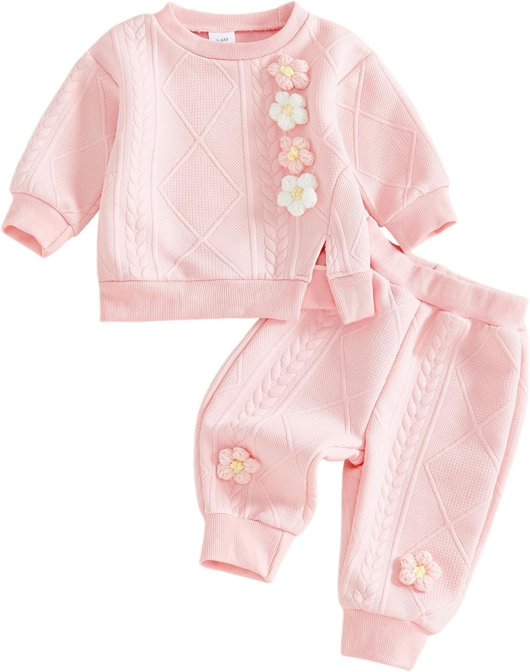 Toddler Baby Girl Outfits Long Sleeve Solid Sweatsuit Pants 2 Piece Clothes Fall Winter Infant Sweater Set 3M-5T