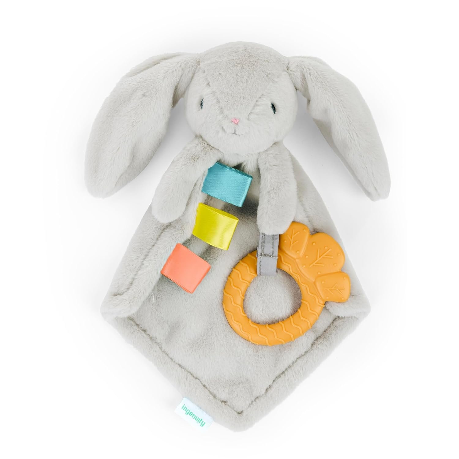 Ingenuity Cozy Sylvi Plush Lovey Baby Teether – Soothe Gums – Self Soothing – Plush Bunny – Ages 0M+