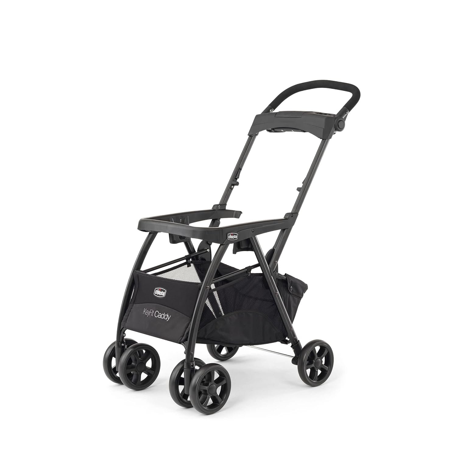 Chicco KeyFit Caddy Frame Stroller, Accepts All Chicco Infant Car Seats, Adjustable Handle, Parent Tray, Black/Black