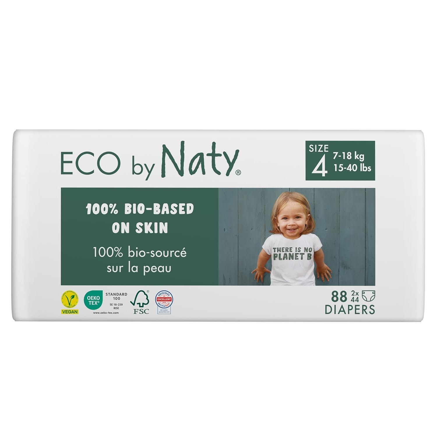 Eco by Naty Baby Diapers – Plant-Based Eco-Friendly Diapers, Great for Baby Sensitive Skin and Helps Prevent Leaking (Size 4, 88 Count)