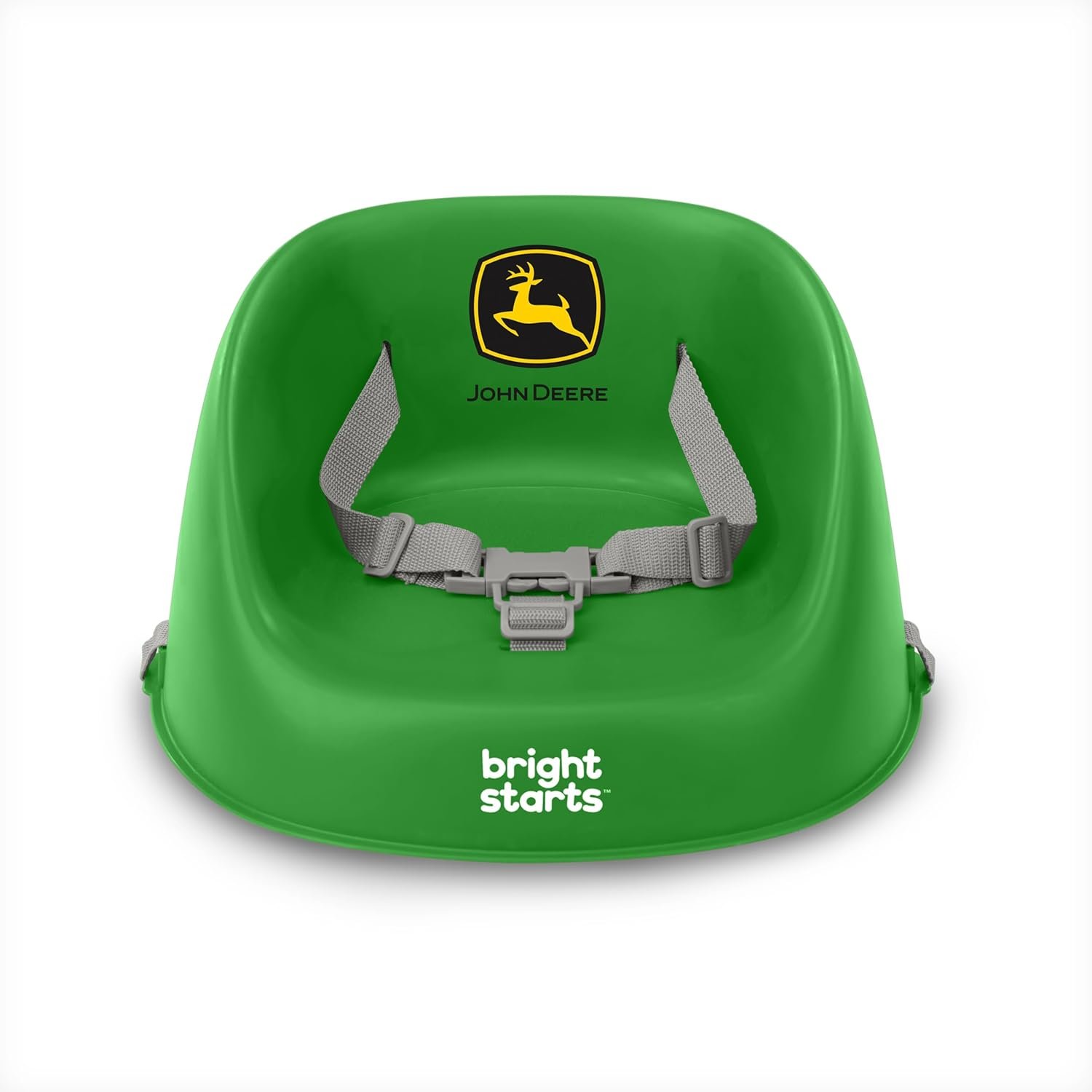 Bright Starts John Deere My Spot Easy-Clean Booster Seat, Portable Dining Chair Booster with 3-Point Harness, Green, 6 Months – Toddler