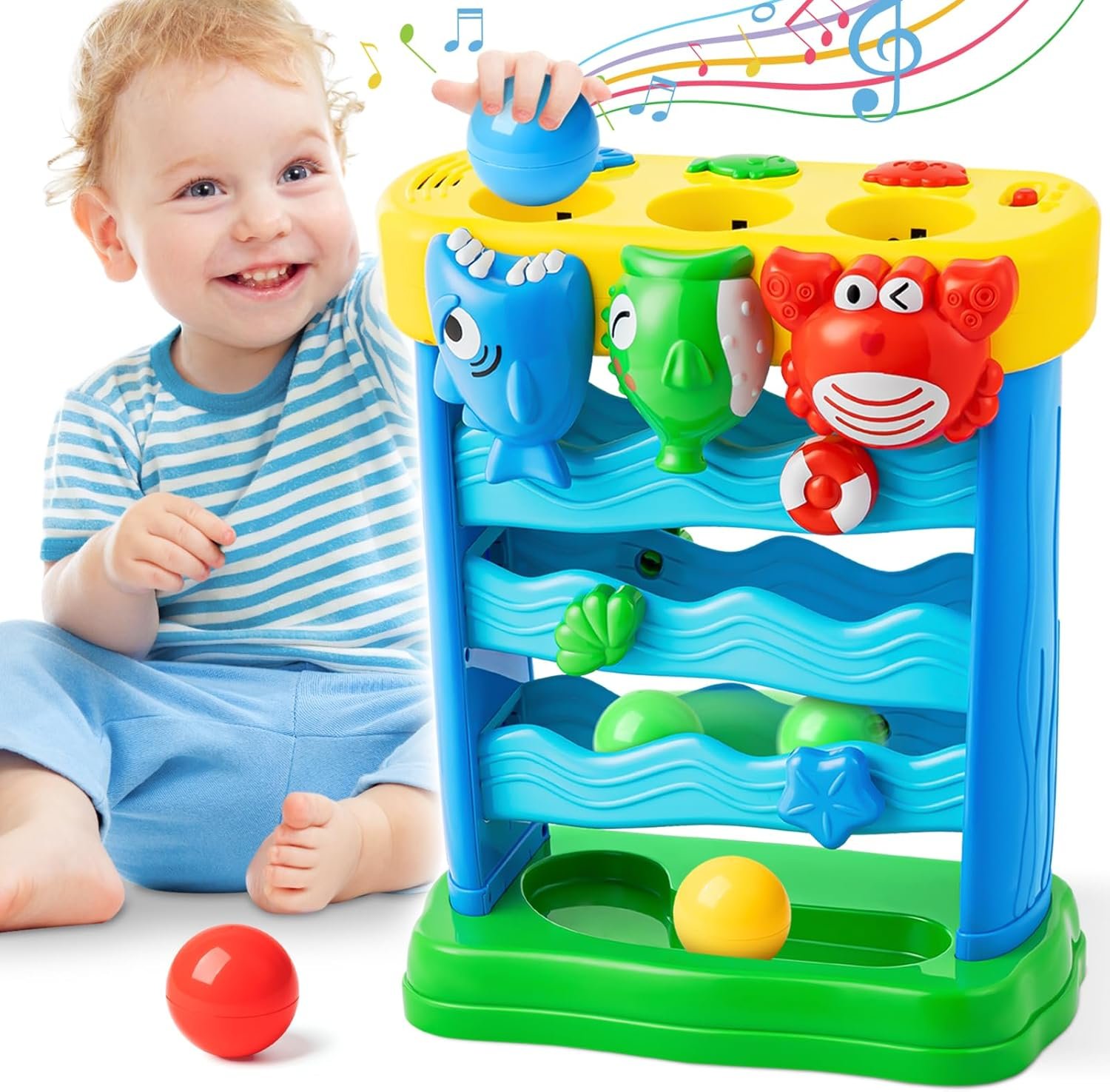 V-Opitos Musical Toys for 1, 2 Years Old Boys & Girls, Feeding Interactive Toddler Toys for Baby 12-18 Months, Montessori Education Toys, Perfect Christmas Birthday Gifts