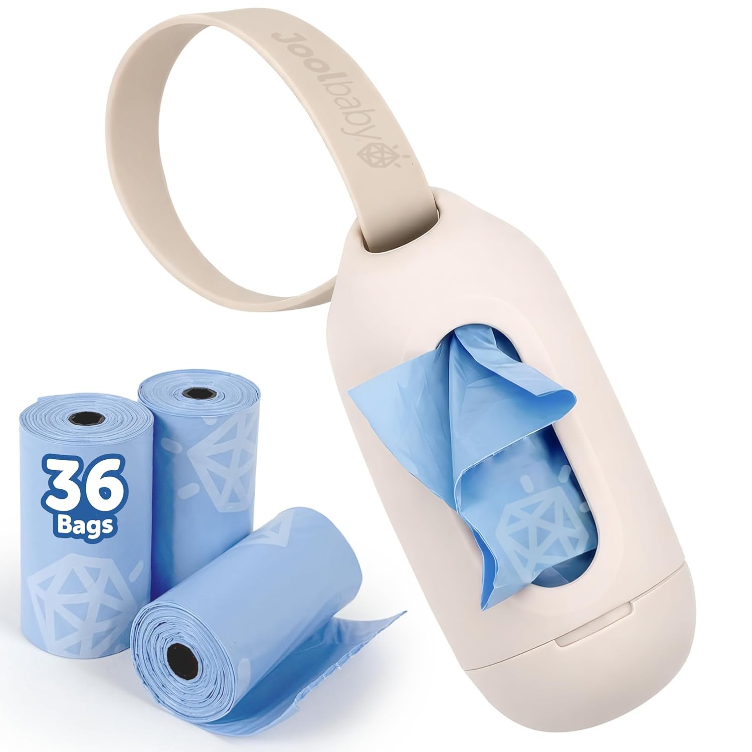 Jool Baby Disposable Diaper Bag Dispenser (Oatmeal) + 3 Refill Rolls (Lavender-Scented) – Attaches to Stroller or Diaper Bag for On-the-Go Convenience