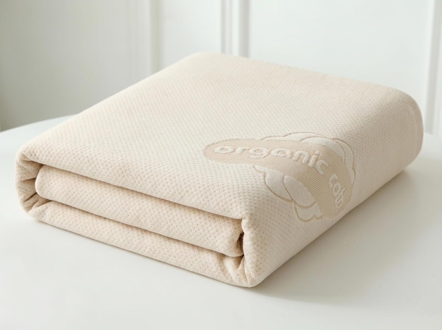 Deluxe Organic Crib Mattress Protector Pad – Waterproof & Breathable Organic Cotton Cover for Baby & Toddler Beds – Premium 280 GSM Knitted Jacquard, Soft Jersey Skirt