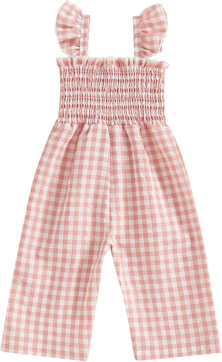 Toddler Baby Girl Summer Clothes Ruffle Sleeveless Smocked Romper One Piece Jumpsuit Suspender Pants Cute Outfit