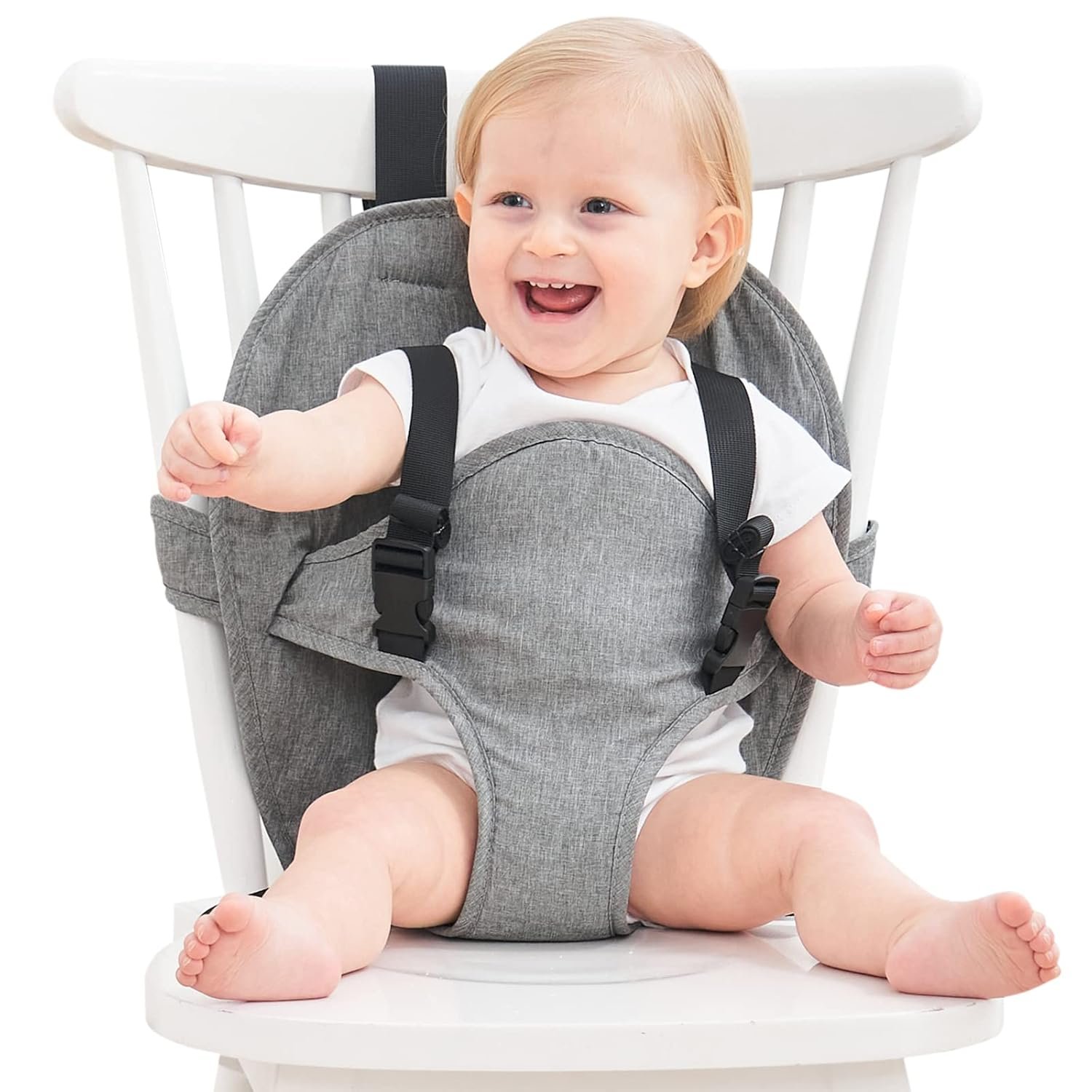 Portable Safety Seat Harness for Baby High Chair, Foldable Washable Cloth Harness Chair Ajustable Straps for Infant Feeding, Universal Baby Dining Desk Safety Harness for Travel, Home, Restaurant