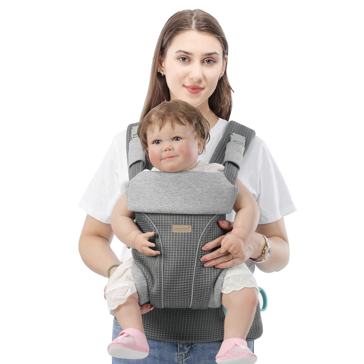 Baby Carrier Newborn to Toddlers – Ergonomic Adjustable Soft Breathable Comfort Infant Carrier for 7-35lbs, Enhanced Support, Easier to Wear (Grey)