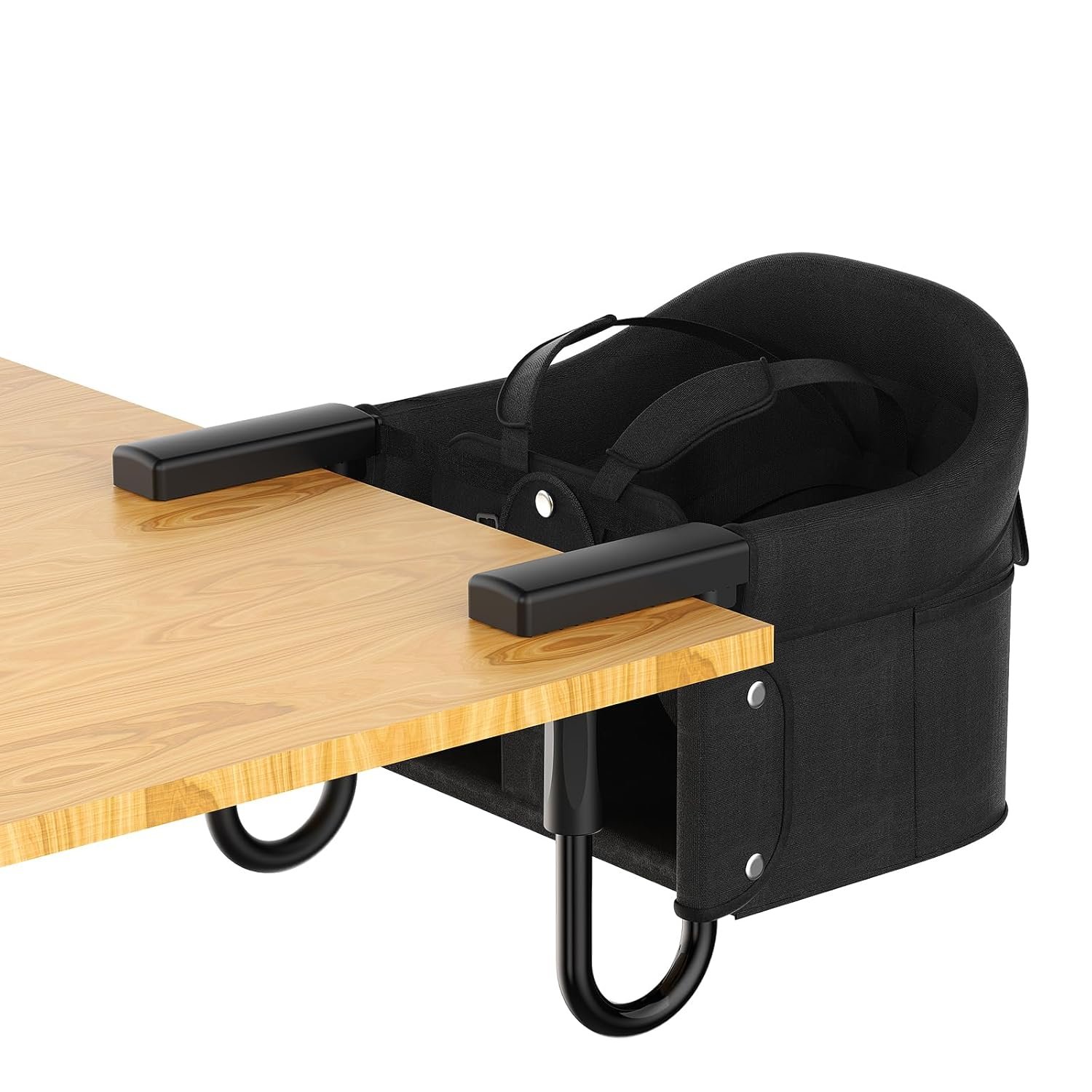 Portable Hook On High Chair for Babies & Toddlers from 6-36 Months,Clip On Baby Seat for Table,Fits Tables 0.8″ to 3.5″ Thick,Easy Clean Feeding Chair with Carry Bag for Travel,Black