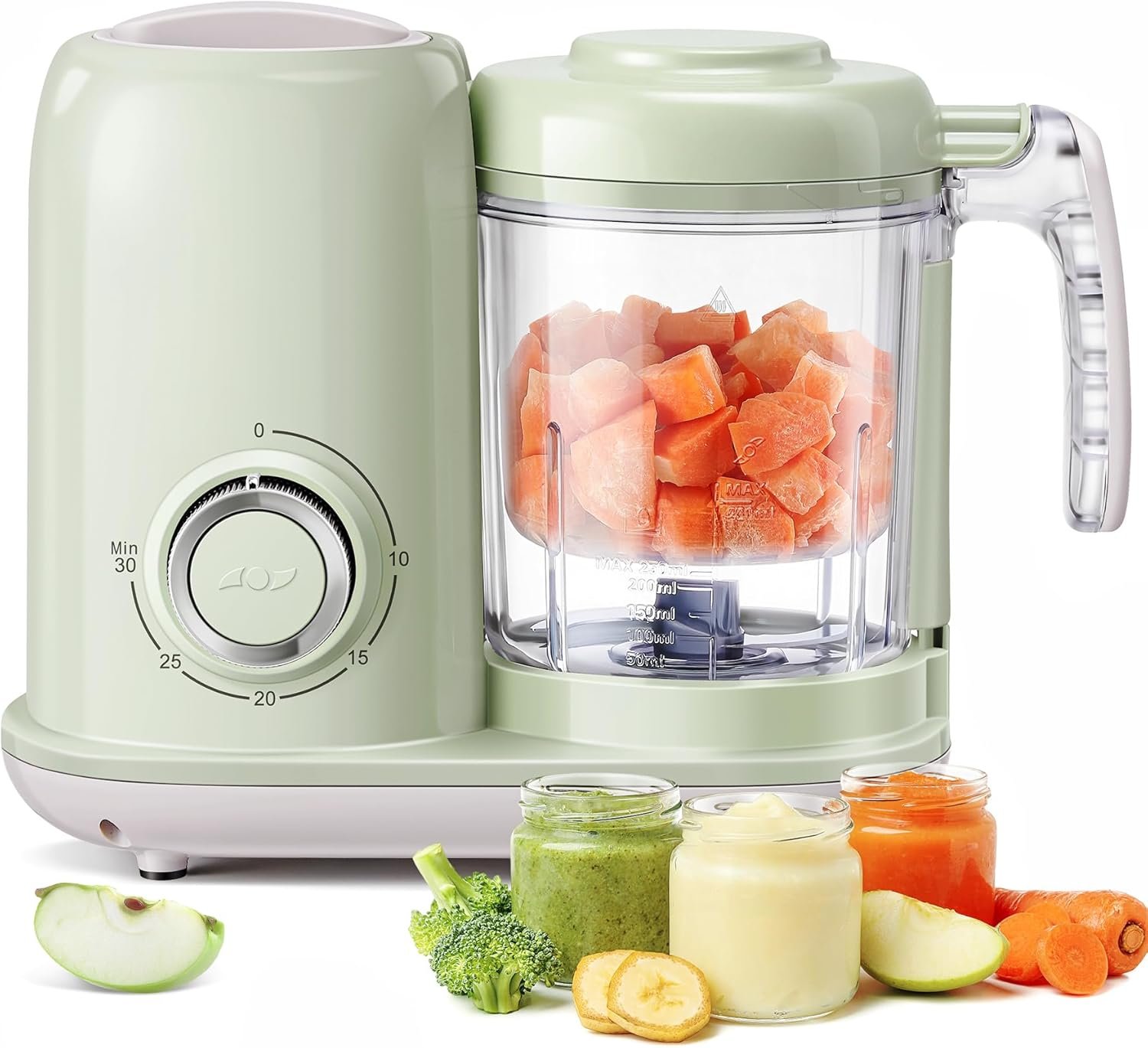AMZBABYCHEF Baby Food Maker, 4 in 1 Baby Food Processor and Steamer, Puree Blender, Multifunctional Baby Puree Maker, Dishwasher Safe (Green)