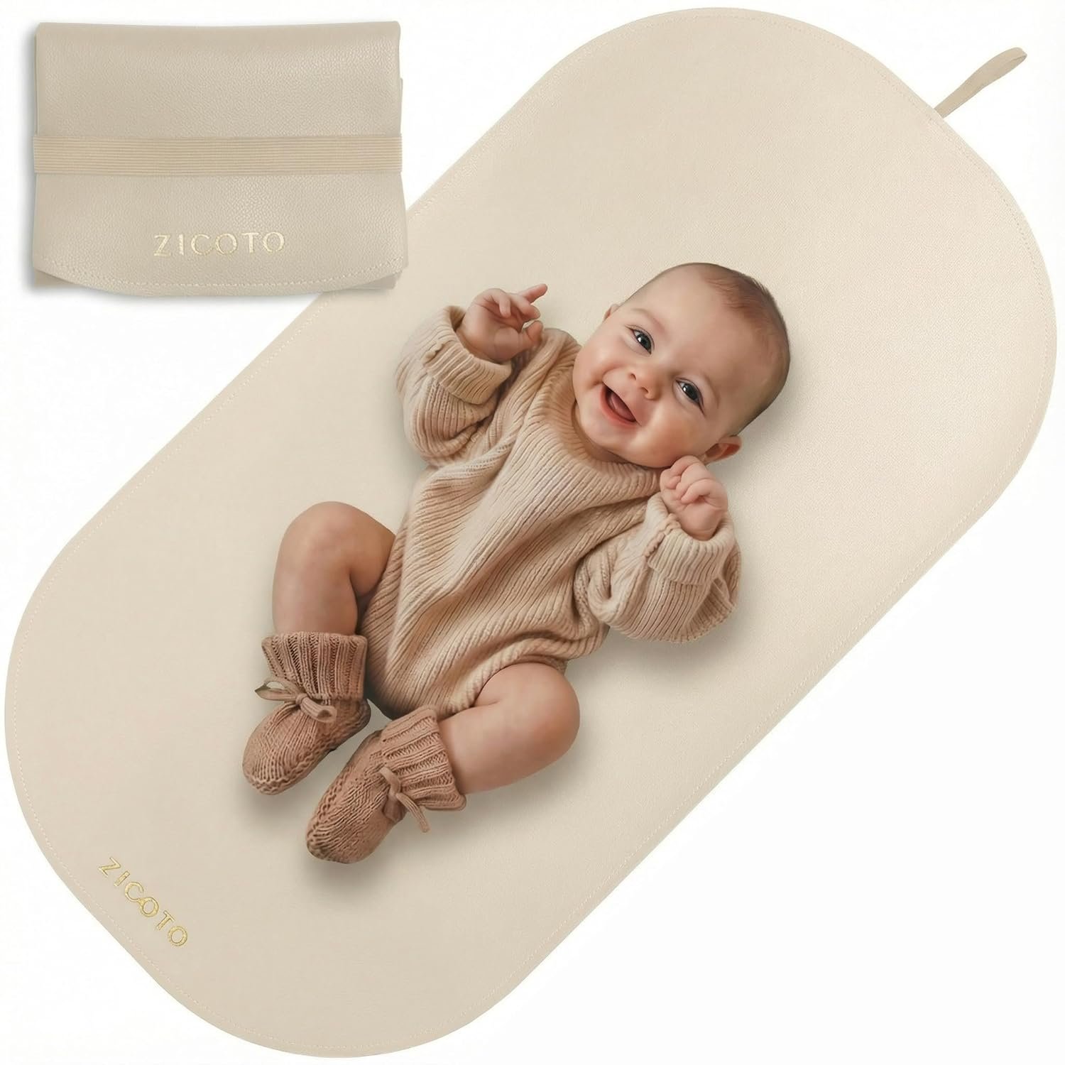 Beautiful Portable Baby Changing Pad – Wipeable and Easy to Clean Diaper Changing Mat – The Perfect Waterproof Vegan Leather Pad for Traveling