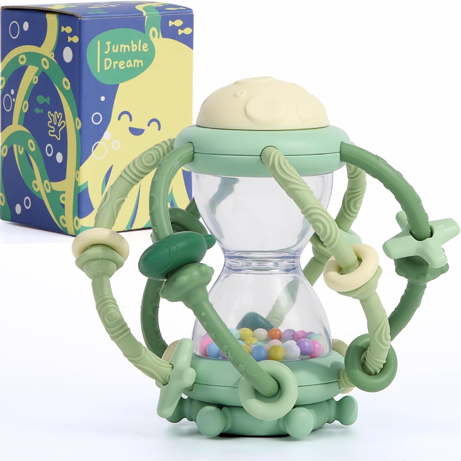 Baby Teething Toy & Rattle by Jumble Dream – BPA-Free Teether Silicone Sensory Toy for Babies – 0–12 Months Infant Toy – Soft, Safe, Travel-Friendly –Baby Essential Gift Jumble Jiggle