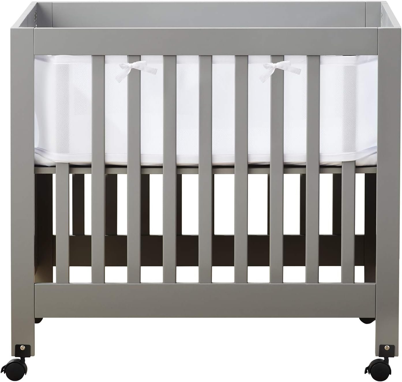 Halo Mini Crib Breathable Mesh Liner for Mini Crib, Classic 3mm Mesh, White, Size 4M Covers 4 Sides FITS MINI Cribs with 38×24” Mattress ONLY