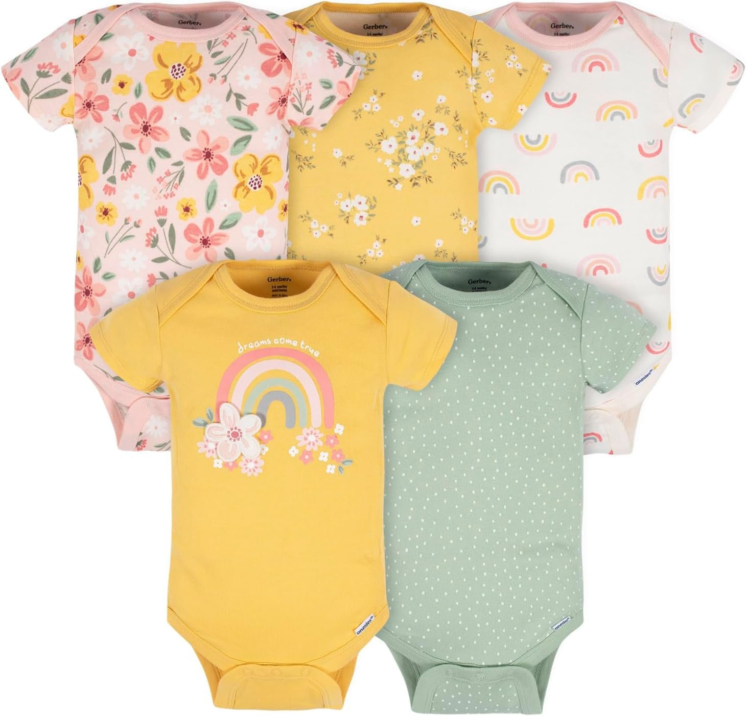 Gerber baby-girls 5-pack Short Sleeve Variety Onesies Bodysuits