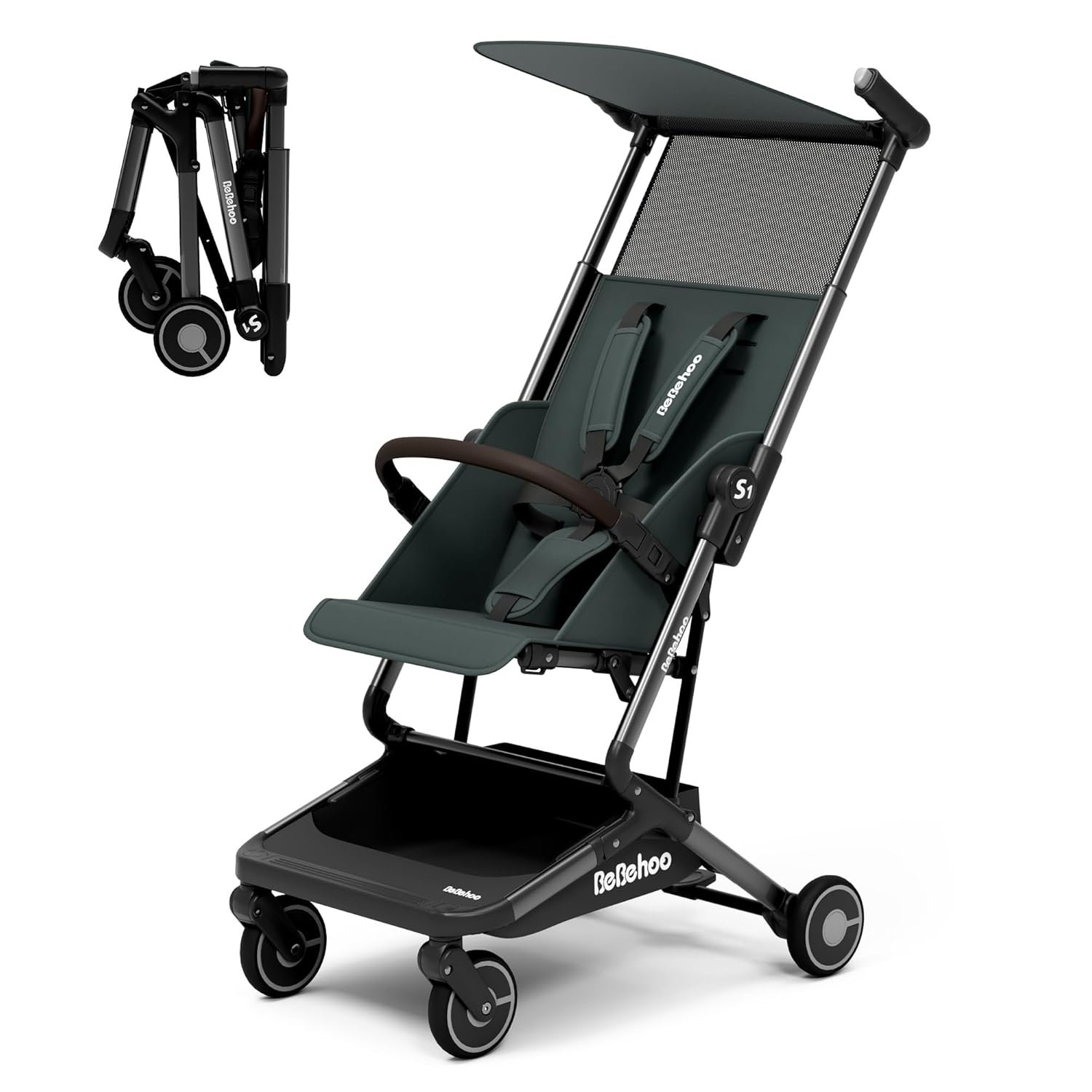 Lightweight Travel Baby Stroller, Foldable Portable Airplane Compact Umbrella Strollers for Toddler 1-3 Years (S1-Deep Green)