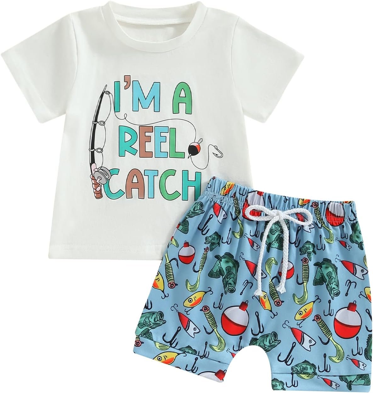 Kupretty Baby Boy Clothes Toddler Summer Outfit Fishing T-Shirt Tees Shirt + Shorts 6 12 18 24 Months 2T 3T Clothing Set