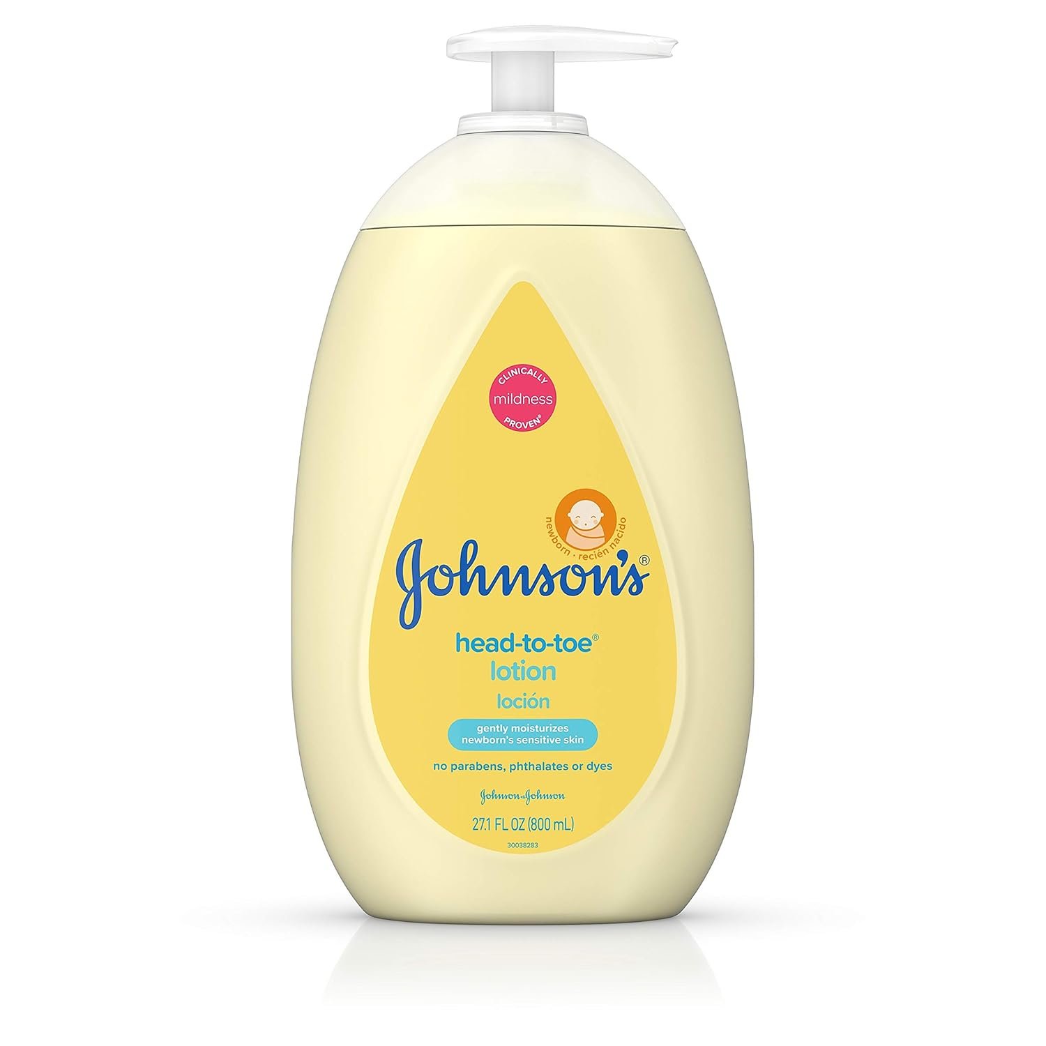 Johnson’s Head-to-Toe Moisturizing Baby Body Lotion for Sensitive Skin, Hypoallergenic and Paraben-, Phthalate- and Dye-Free Baby Skin Care, 27.1 Fl Oz (Pack of 1)