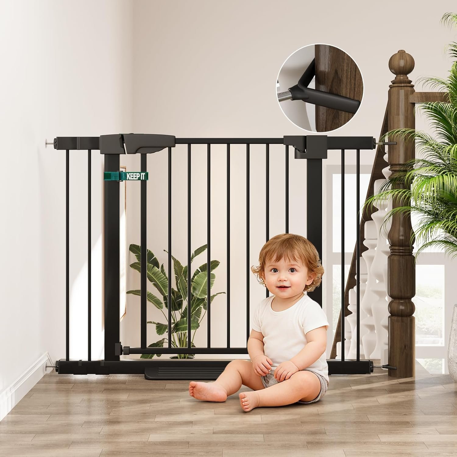 29-43″ Baby Gate for Stairs, 30″ Tall Dog Gate Indoor, Pressure Mountd Baby Gates with Auto-Close/Hold-Open Features and Anti-Trip Pedal, Safety Kids Gate for Doorways, House, Stairs