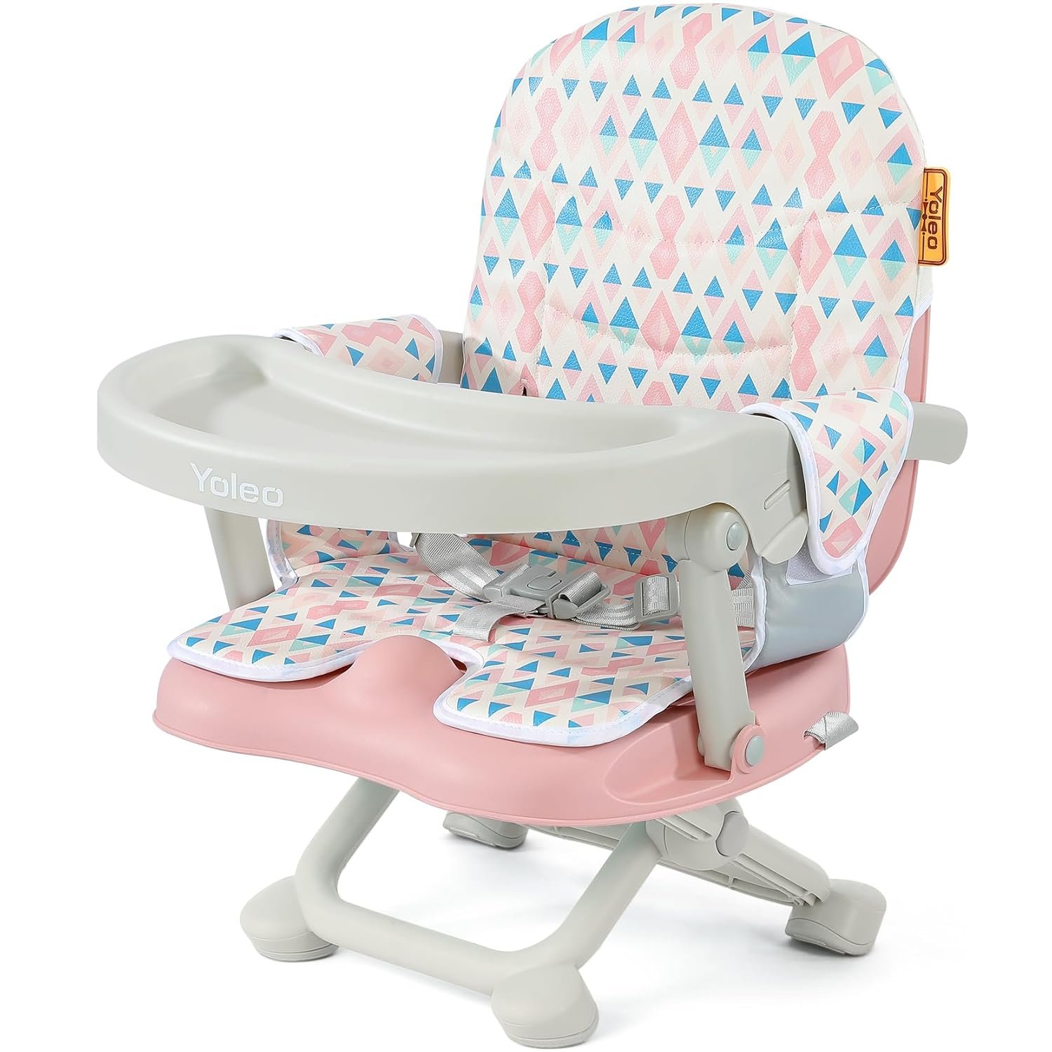 YOLEO Baby High Chair Booster Seat for Dining Table, Foldable High Chairs with Adjustable Heights, Travel Booster Seat with Removable Tray