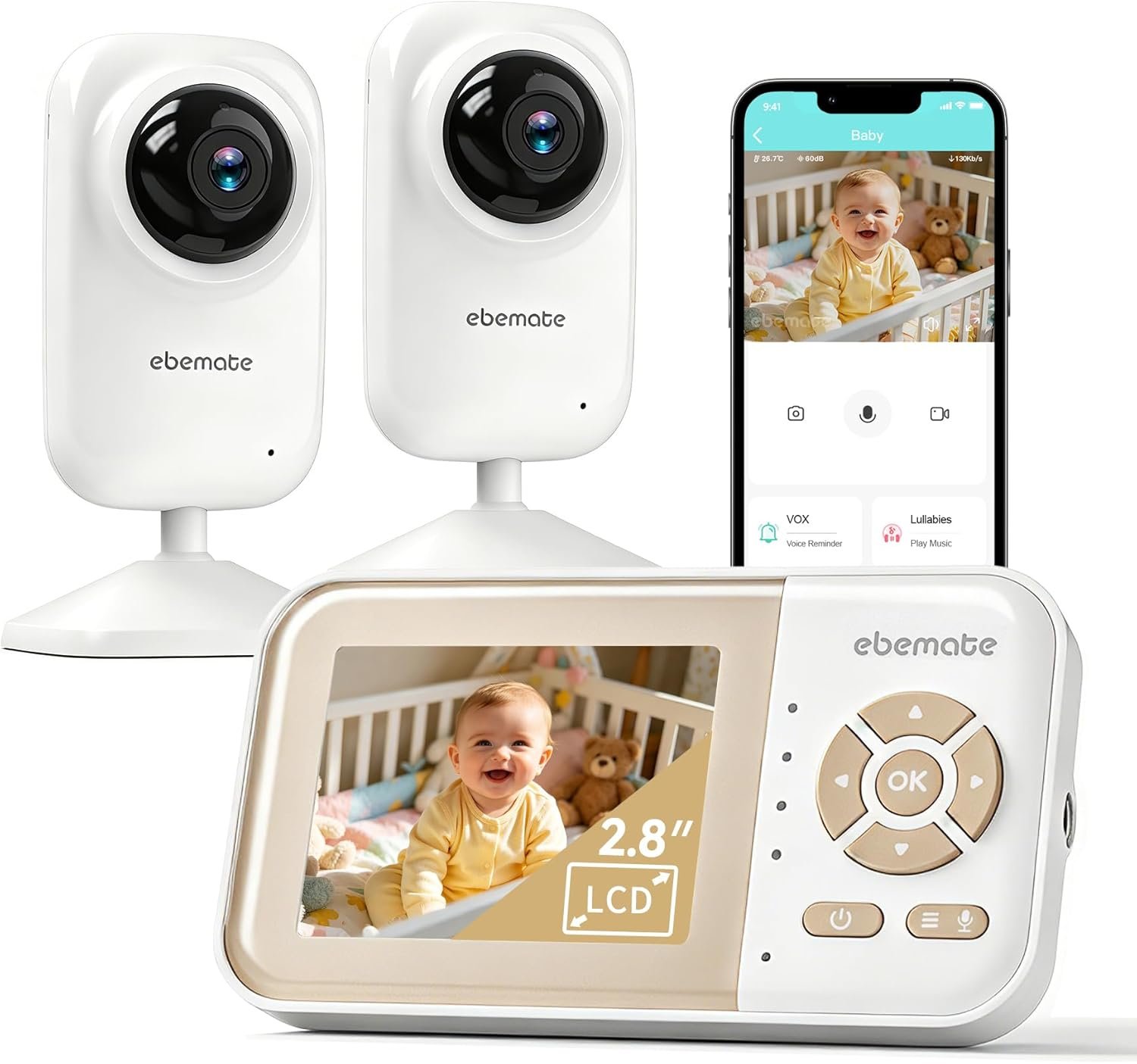 ebemat Video Baby Monitor with 2 Camera