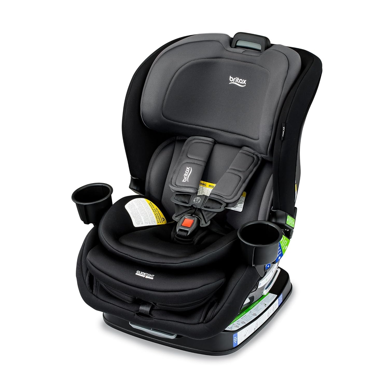 Britax Poplar Convertible Car Seat, 2-in-1 Car Seat Extended Rear Facing Up to 50 lbs, 17” Slim Car Seat Design with Fast & Easy ClickTight Installation, SafeWash Fabrics — Stone Onyx