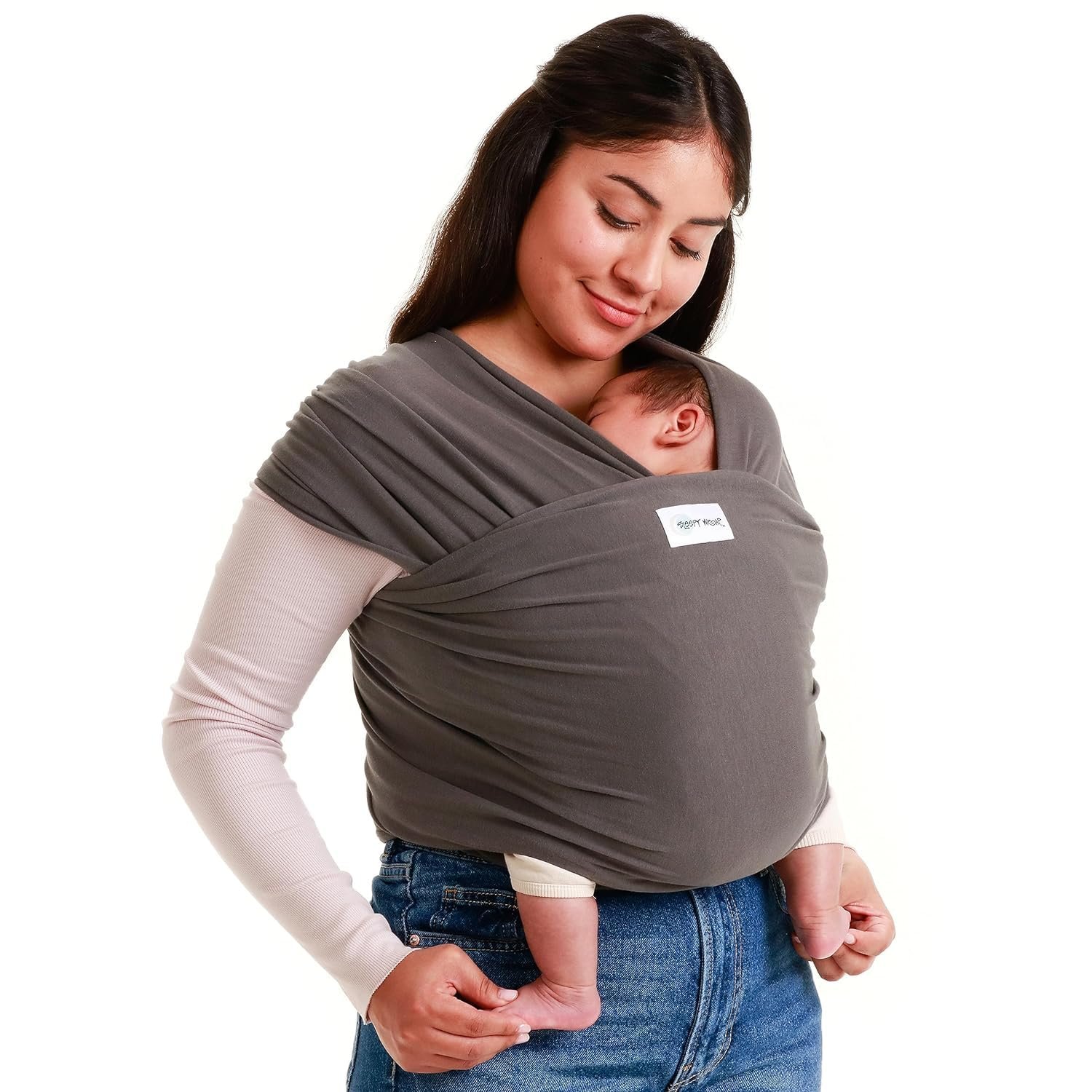 Sleepy Wrap Baby Carrier Newborn to Toddler 7-35 lbs – Lightweight, Breathable Baby Wrap Carrier – Stretchable, Ergonomic Baby Sling Carrier for Hands Free Support and Bonding (Dark Gray)