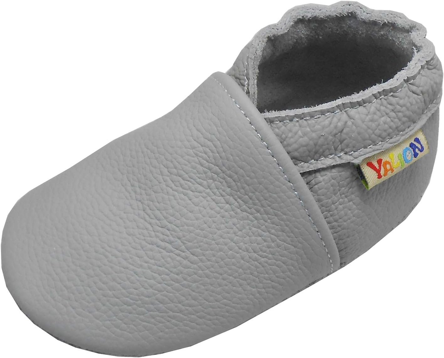 YALION Baby Leather Shoes,SOFE Sole Baby Walking Shoes,Slip-on Boys Girls Slippers with Elastic Ankle,Anti-Slip Crib Shoes for Infant Toddlers