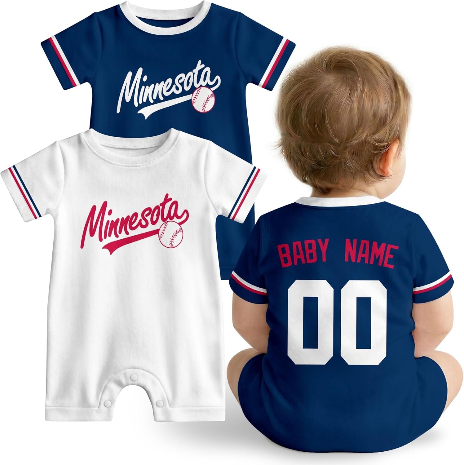 KREDE Baby Clothes Custom Baby Romper with Name and Number Personalized Bodysuit for Baby Boys Gifts