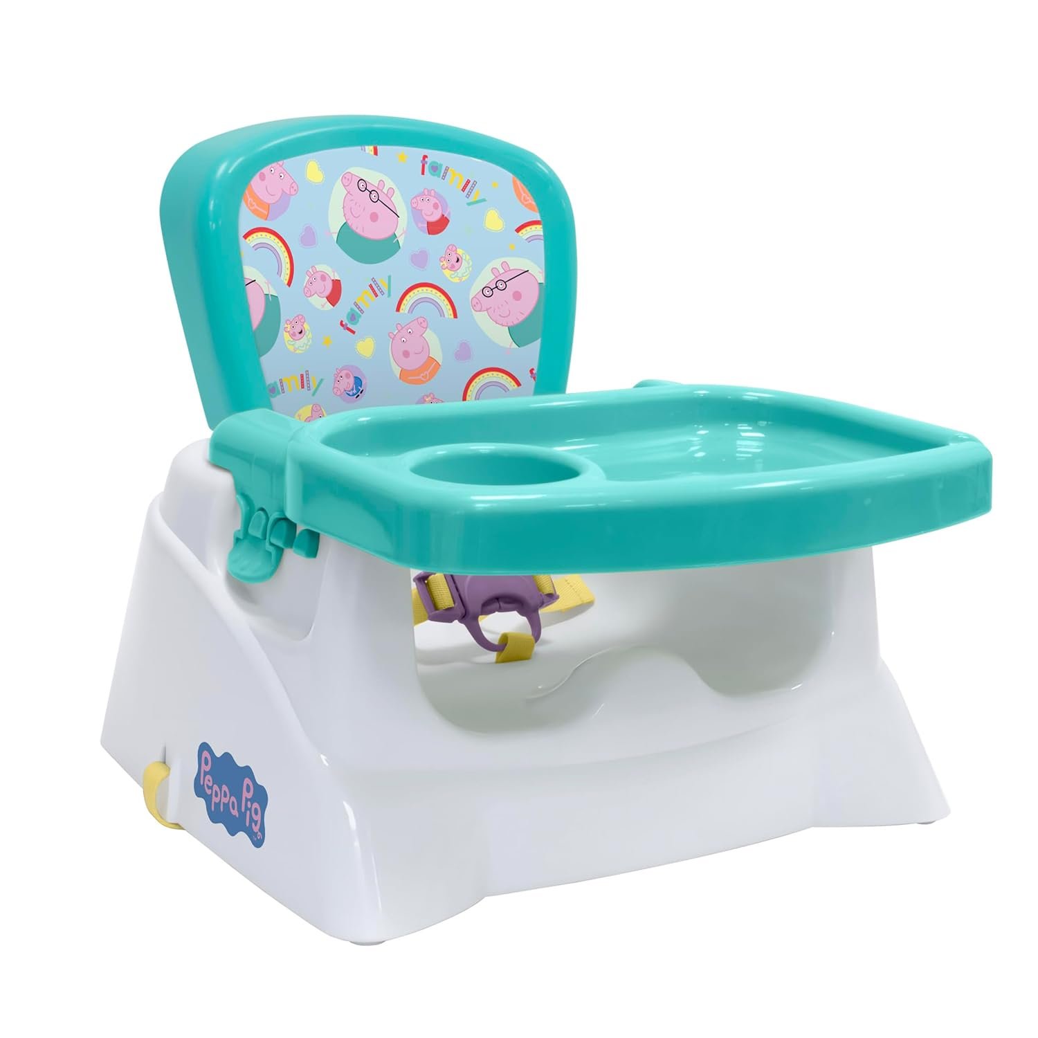 Peppa Pig Booster Seat with Tray, Toddler Dining Chair for Kitchen Table with Adjustable Tray, Cup Holder & Safety Straps, Portable, Easy to Clean, Fits Most Chairs