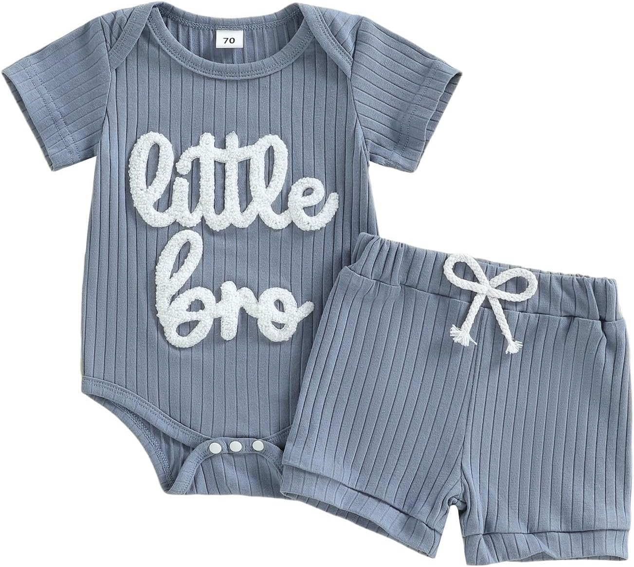 Baby Boy Summer Clothes Little Brother Newborn Outfit Short Sleeve Romper Casual Shorts Set 0 3 6 12 Months