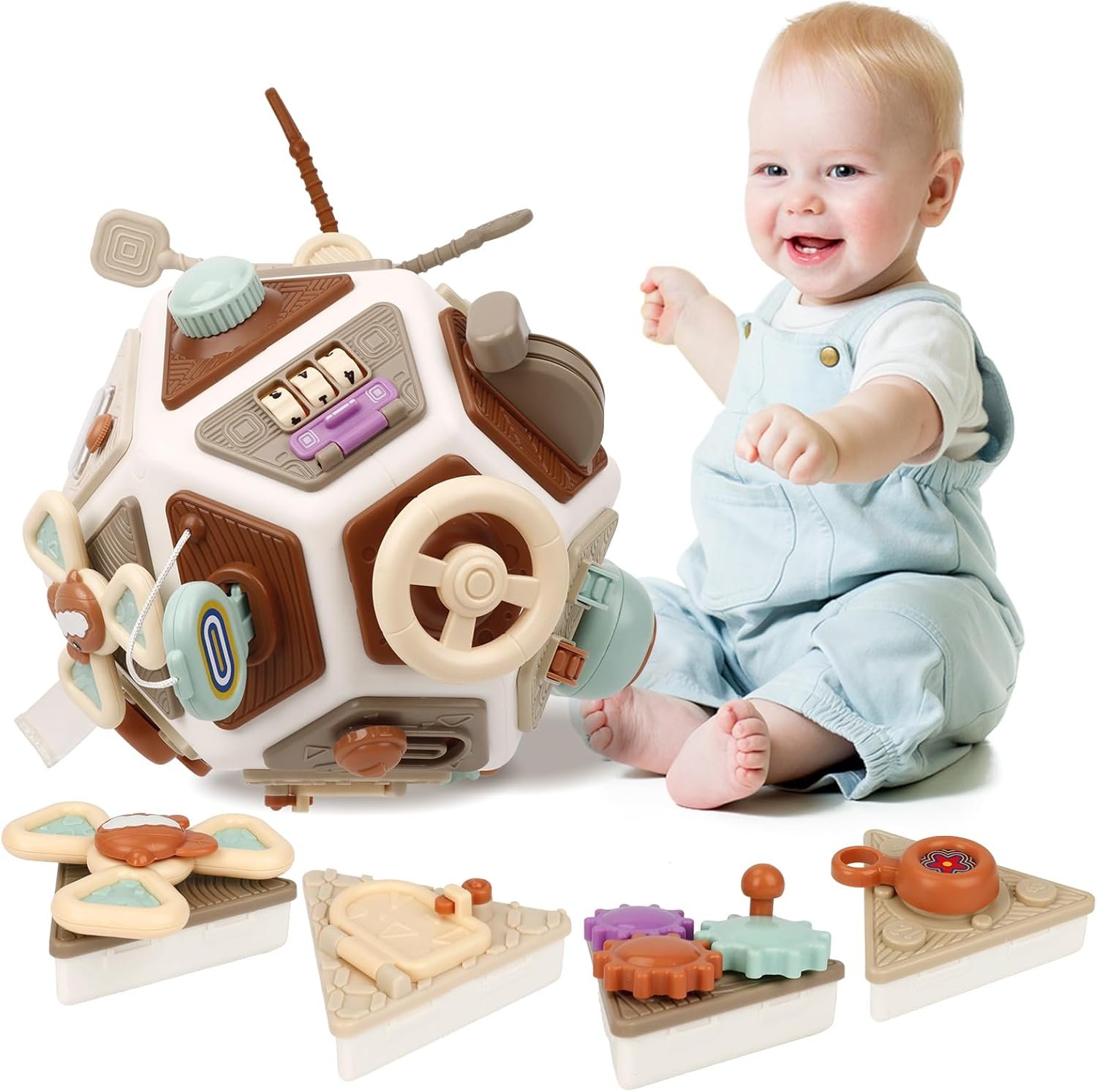 22-in-1 Baby Activity Cube,Montessori Sensory Toy Toddler 1-3, Kid Education Learning Activity Toys, Early Educational Birthday Gift for 1 2 Year Olds Boy Girl (Muticolor)