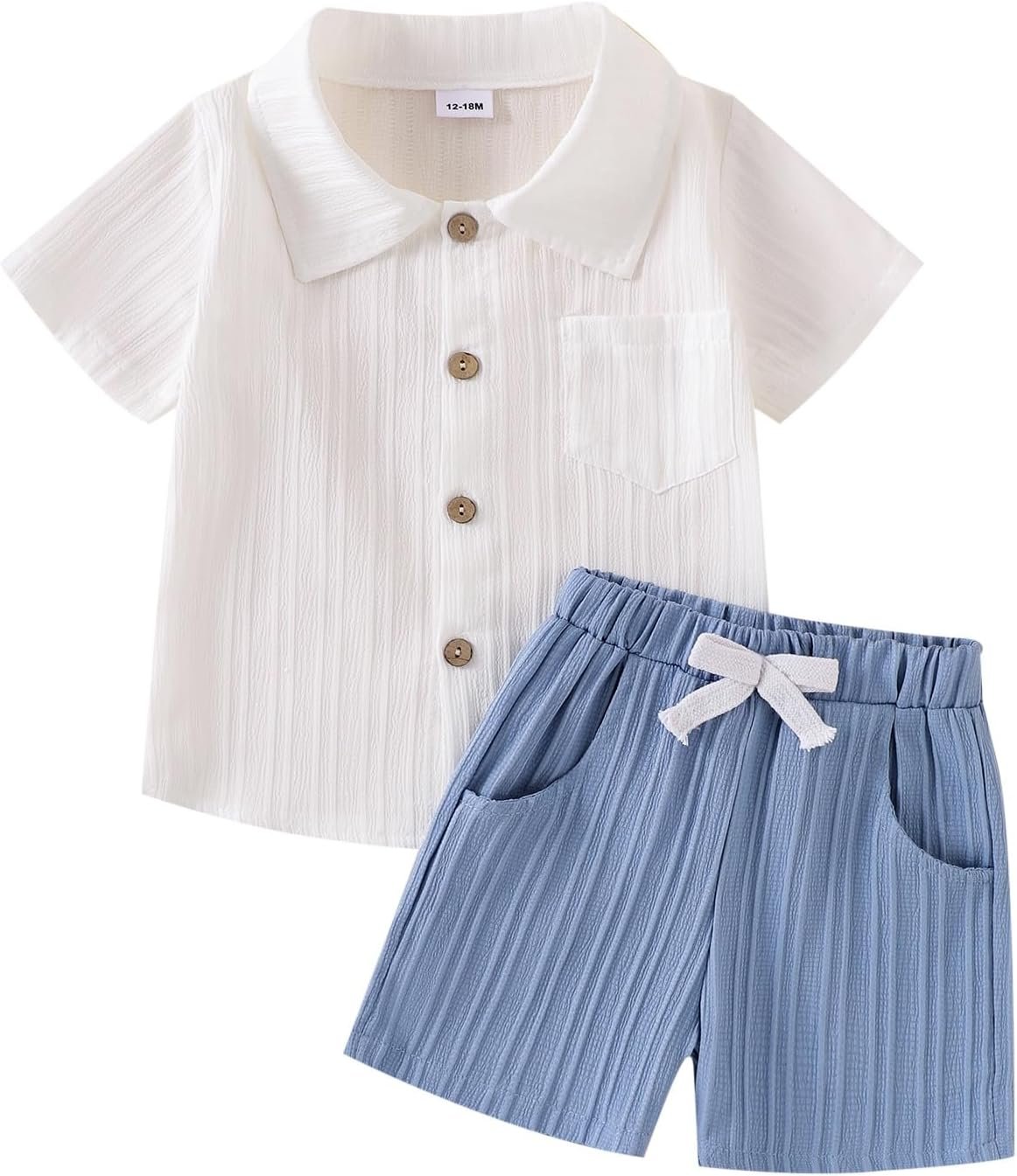 Baby Boy Clothes Toddler Summer Outfits Button-Down Short-Sleeve Polo T Shirts + Pocket Shorts Set 2Pcs 1-5 Years Old
