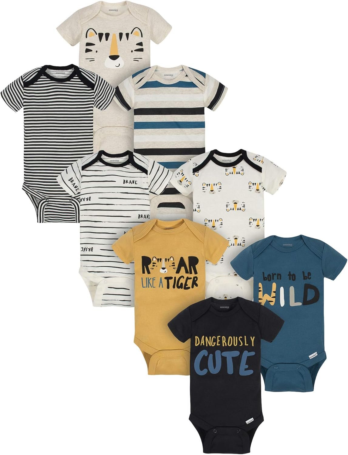 Onesies Brand Baby Boys’ 8-pack Short Sleeve Mix & Match Bodysuits