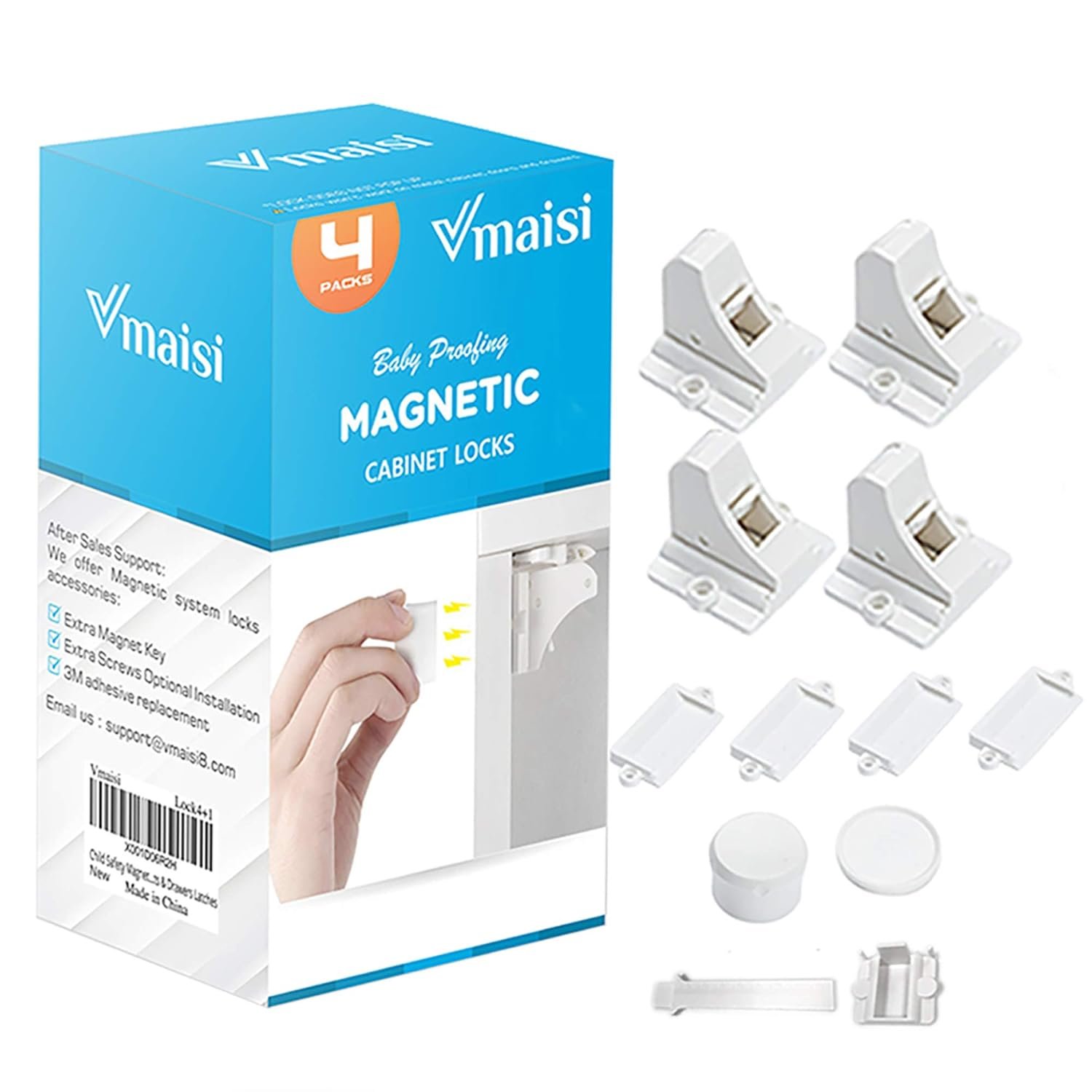 Vmaisi Magnetic Cabinet Locks for Babies (Stardand, Unit Count 4)