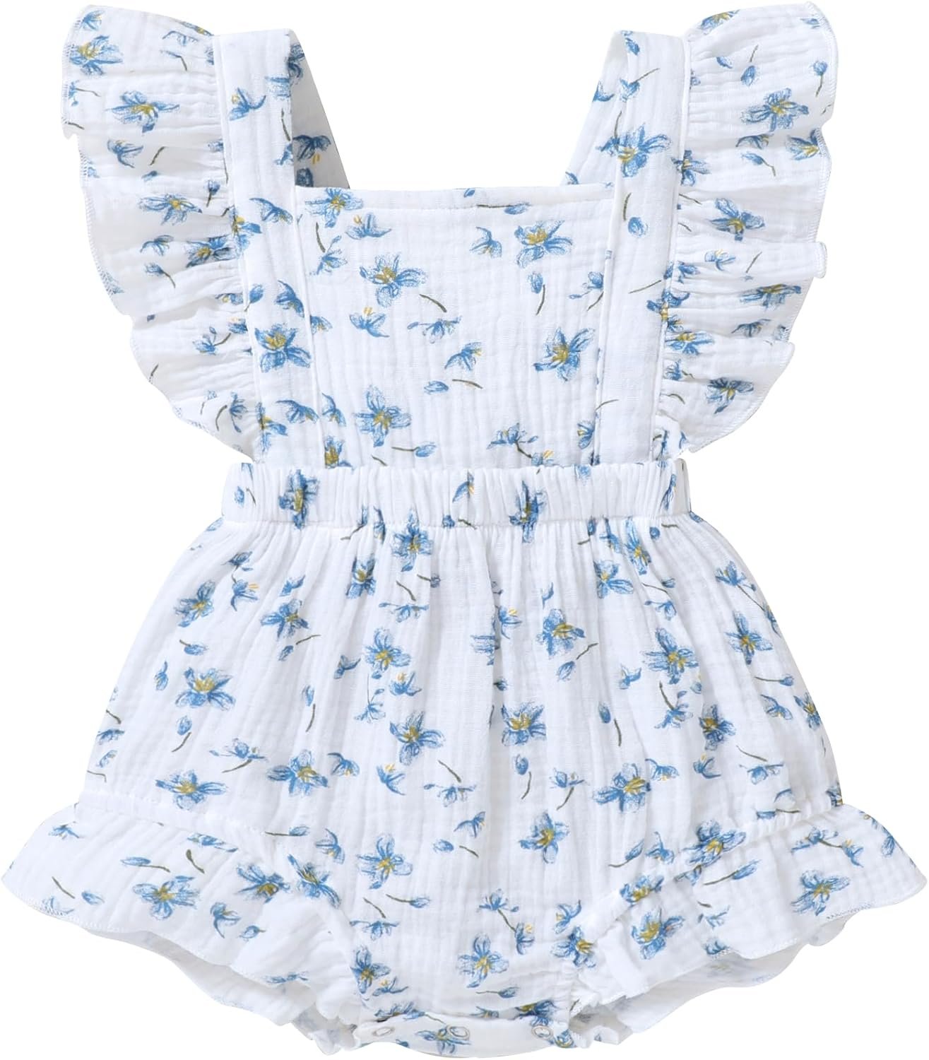 YOUNGER TREE Toddler Baby Girl Ruffled Sleeveless Romper Casual Summer Jumpsuit Cotton Linen Clothes