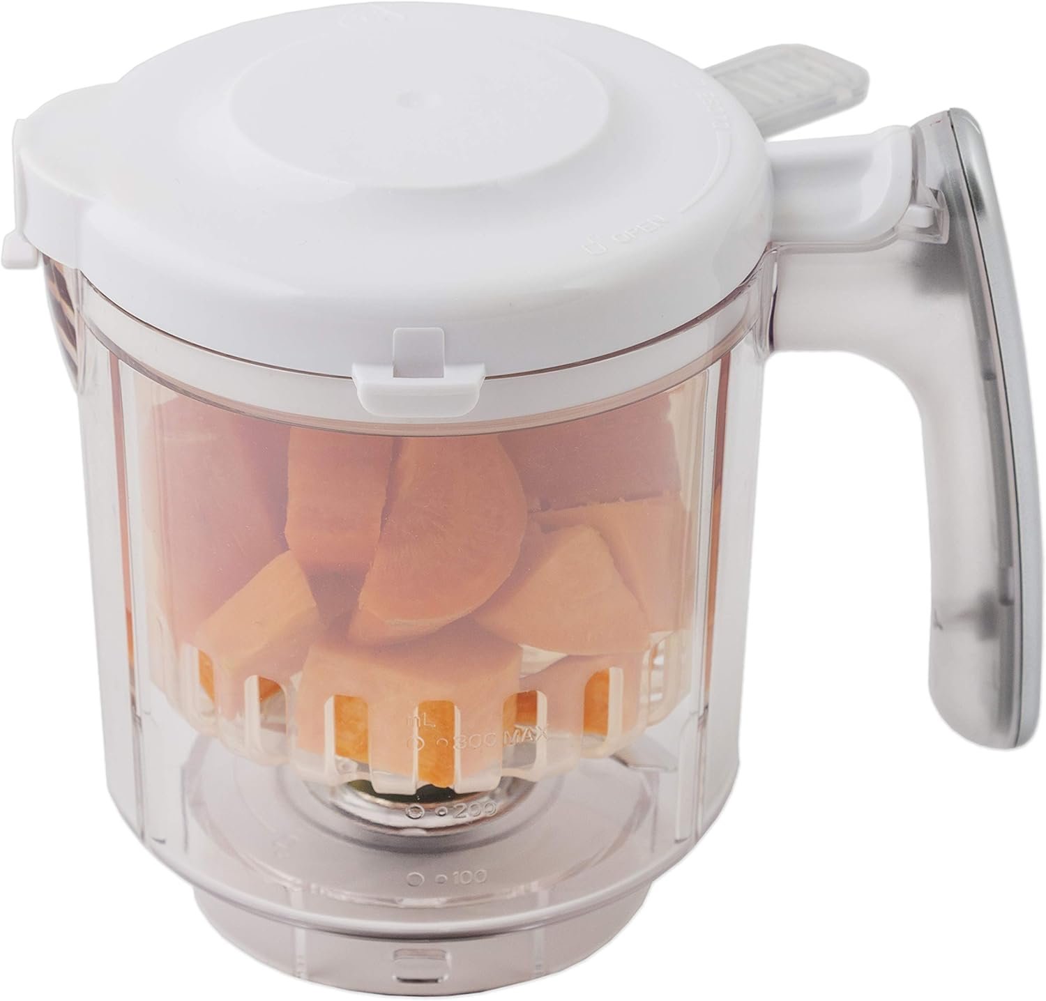 Replacement Stirring Cup & Blade with Steaming Basket for EVLA’S Baby Food Maker – White